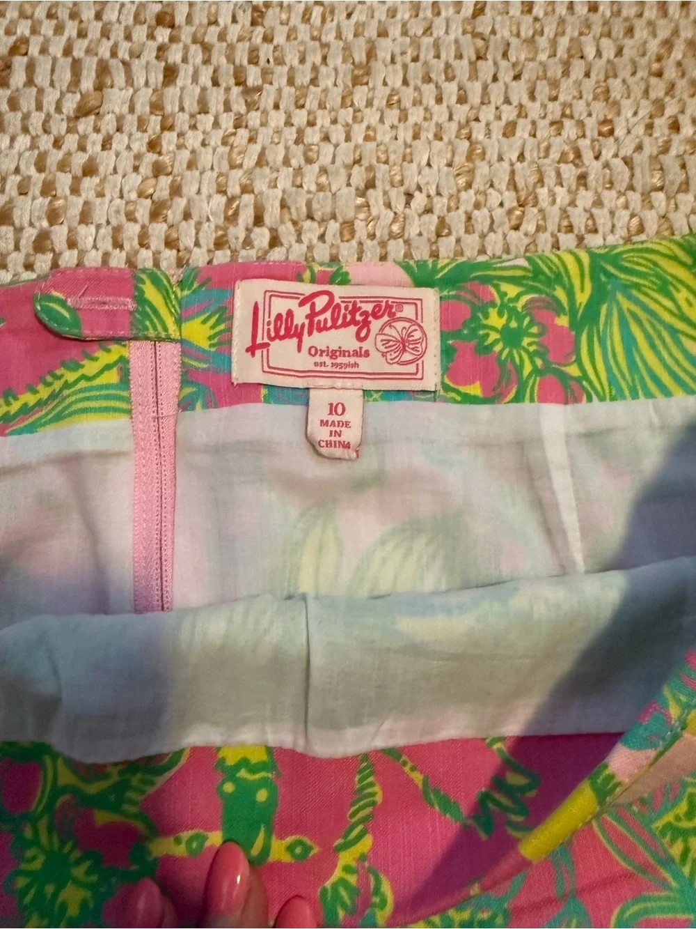 Lilly Pulitzer Koala Floral Scalloped Mini Skirt - Pink & Green